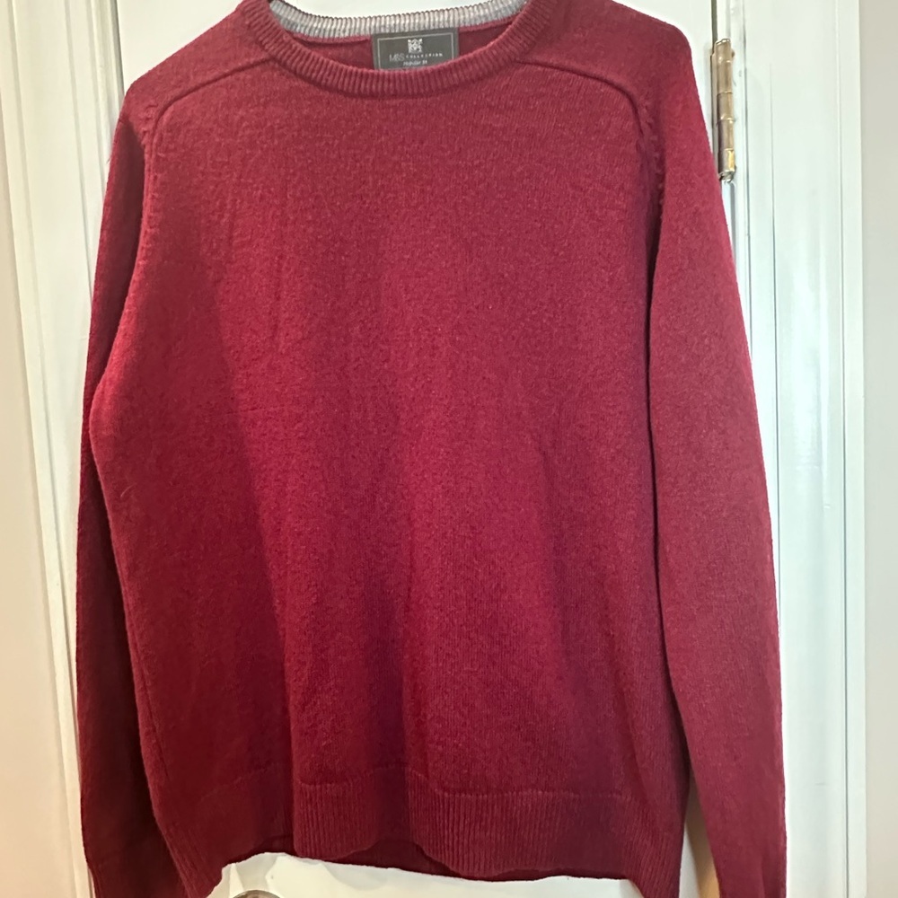 Mark & Spencer 100% Lambswool Classic Red Crew Neck Sweater